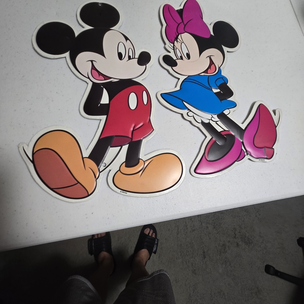 NOS Disney Open Road Brands Metal Mickey Minnie Mouse Wall Decor  12" X 8" Each